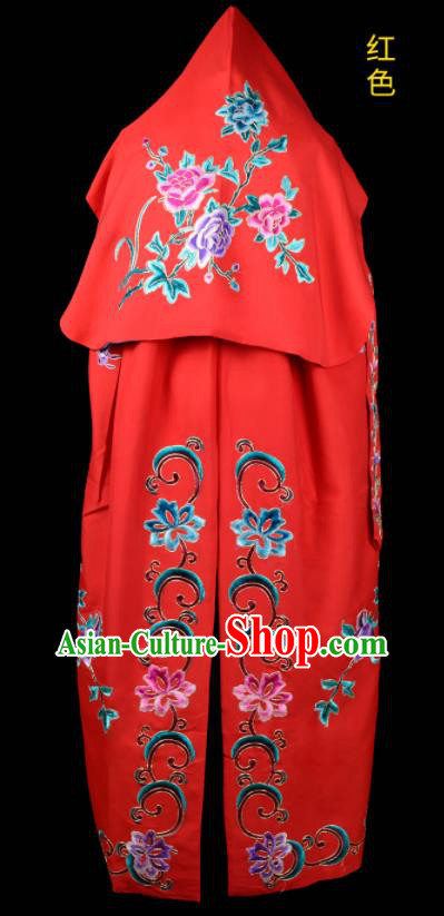 China Peking Opera Actress Embroidered Mantle Garment Traditional Opera Red Cape Clothing Beijing Opera Hua Tan Costume