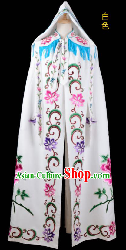 China Traditional Opera White Cape Clothing Beijing Opera Hua Tan Costume Peking Opera Actress Embroidered Mantle Garment