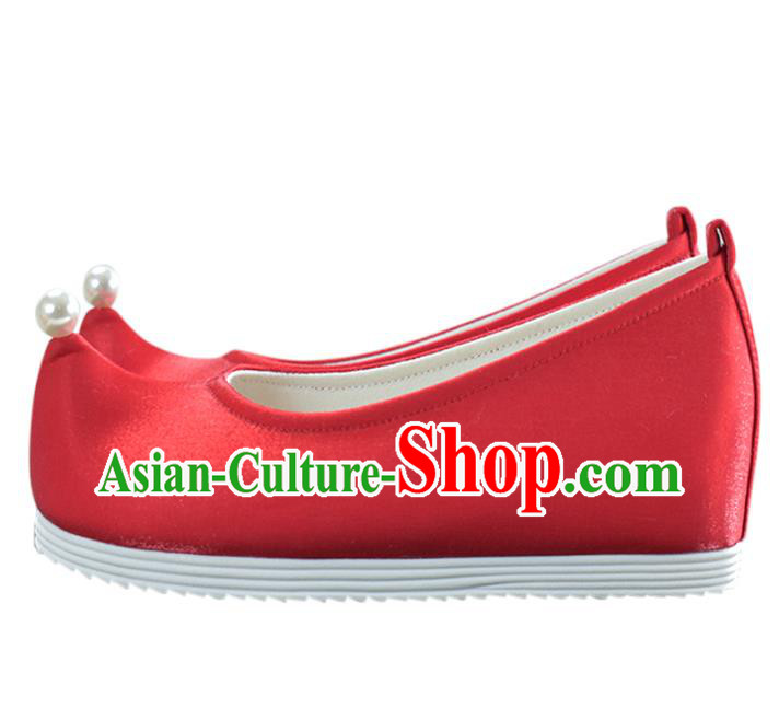 China Traditional Wedding Hanfu Shoes Ancient Princess Red Shoes National Women Shoes