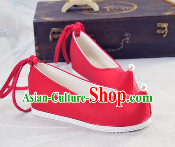 China Traditional Wedding Hanfu Shoes Ancient Princess Red Shoes National Women Shoes