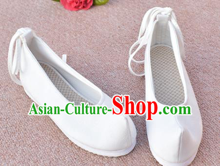 China National White Cloth Shoes Ancient Princess Shoes Traditional Ming Dynasty Hanfu Bow Shoes