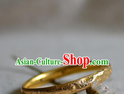 China National Golden Bracelet Jewelry Traditional Handmade Qing Dynasty Bangle Sapphire Accessories