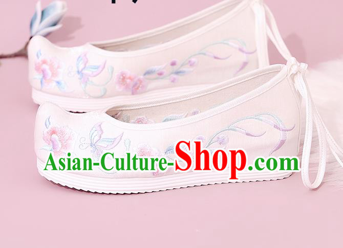 China Traditional White Cloth Bow Shoes National Shoes Embroidered Shoes Princess Shoes