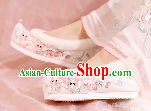 China Winter Embroidered Shoes Ming Dynasty Princess Shoes National Cloth Shoes Traditional Hanfu Shoes