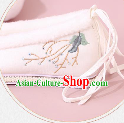 China Traditional Hanfu Shoes Embroidered Shoes White Cloth Shoes National Winter Shoes