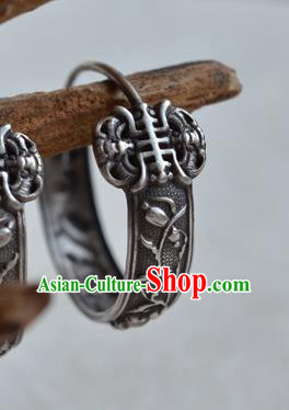 Chinese Ancient Empress Silver Ear Jewelry Traditional Retro Earrings Accessories