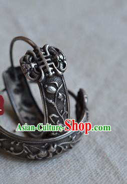 Chinese Ancient Empress Silver Ear Jewelry Traditional Retro Earrings Accessories