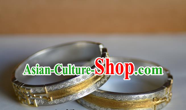China National Silver Carving Bracelet Jewelry Traditional Handmade Bangle Accessories