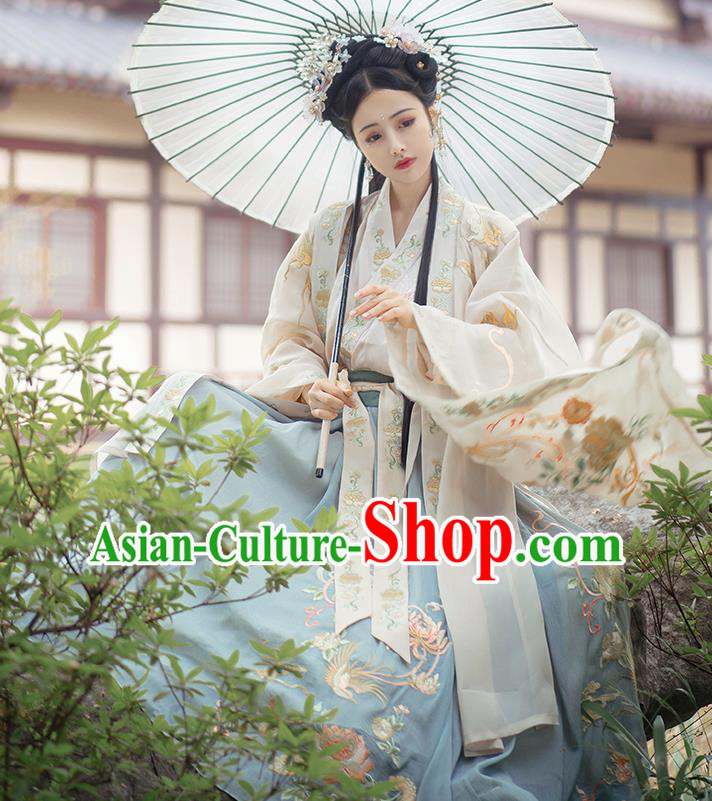 Ancient China Jin Dynasty Royal Princess Historical Costumes Traditional Embroidered Hanfu Clothing for Women