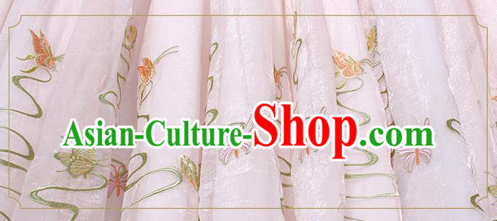 China Ancient Ming Dynasty Patrician Female Costumes Traditional Hanfu Apparels Court Embroidered Clothing