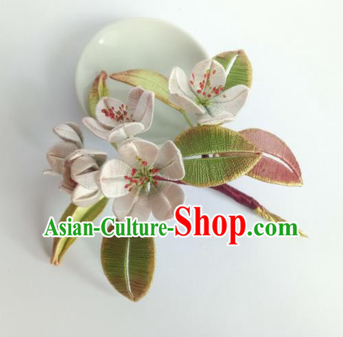 Chinese Ancient Princess Silk Pear Blossom Hair Stick Traditional Hanfu Hair Accessories Song Dynasty Court Hairpin