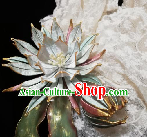 Chinese Ancient Princess Silk Epiphyllum Hair Stick Song Dynasty Court Hairpin Traditional Hanfu Hair Accessories