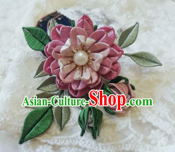 Chinese Traditional Hairpin Hanfu Hair Accessories Ancient Princess Pink Silk Peony Hair Stick