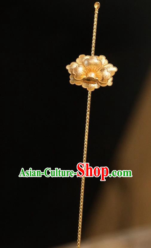 Chinese Traditional Court Hairpin Hanfu Hair Accessories Ancient Ming Dynasty Empress Golden Peony Hair Stick