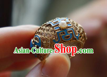 China National Cloisonne Ring Jewelry Traditional Filigree Accessories Handmade Qing Dynasty Pearls Circlet