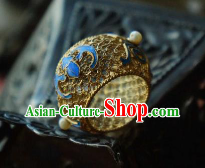 China National Cloisonne Ring Jewelry Traditional Filigree Accessories Handmade Qing Dynasty Pearls Circlet