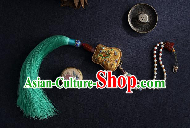 China Traditional Ming Dynasty Blueing Waist Jewelry Accessories National Green Tassel Pendant