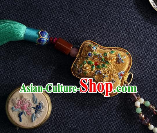 China Traditional Ming Dynasty Blueing Waist Jewelry Accessories National Green Tassel Pendant