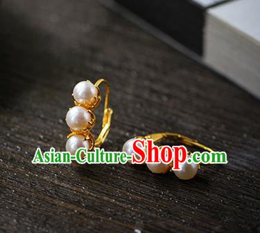 Chinese Traditional Ming Dynasty Court Earrings Accessories National Cheongsam Pearls Ear Jewelry