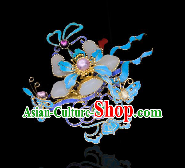 China Traditional Handmade Jade Flower Brooch Accessories Ancient Qing Dynasty Court Jewelry