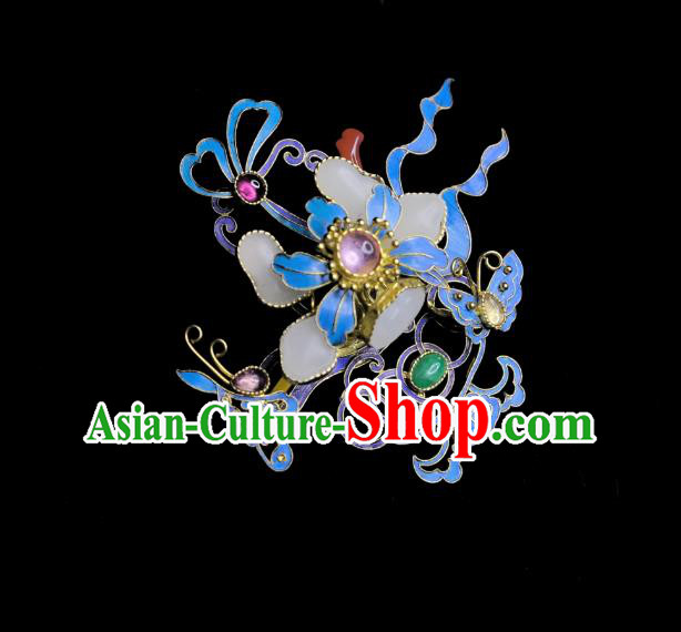 China Traditional Handmade Jade Flower Brooch Accessories Ancient Qing Dynasty Court Jewelry