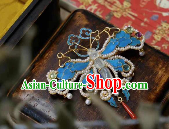 China Ancient Qing Dynasty Court Jewelry Traditional Handmade Pearls Dragonfly Brooch Accessories