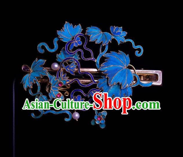 Chinese Traditional Qing Dynasty Blueing Gourd Hairpin Hair Jewelry Ancient Princess Hair Stick