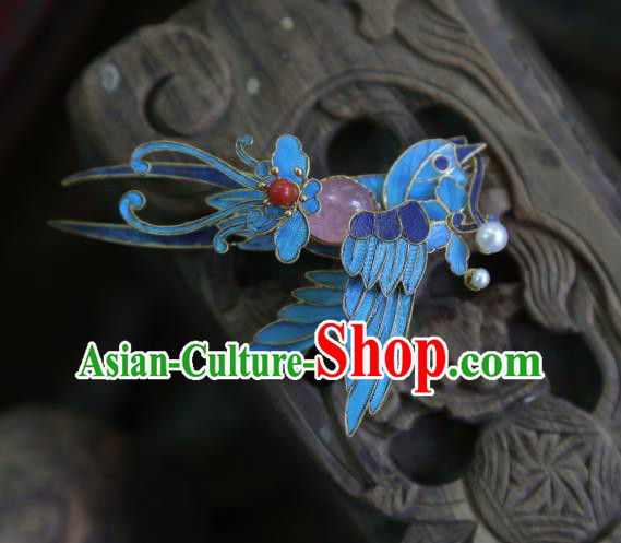 China Handmade Tourmaline Brooch Accessories Traditional Ancient Qing Dynasty Cloisonne Bird Jewelry