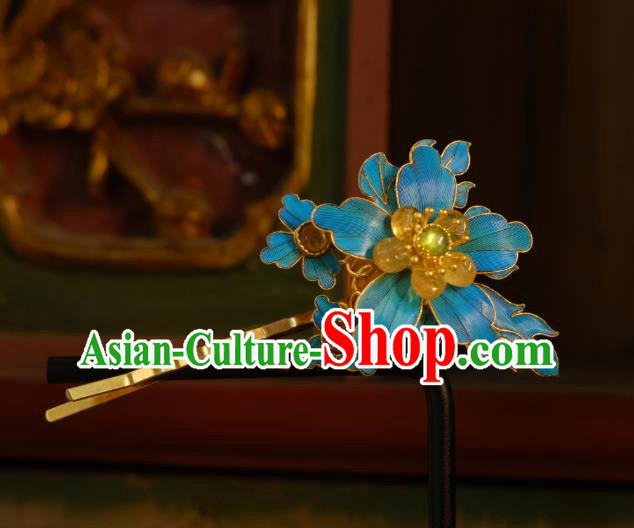 Chinese Ancient Princess Tourmaline Hair Stick Hair Jewelry Traditional Qing Dynasty Topaz Plum Hairpin