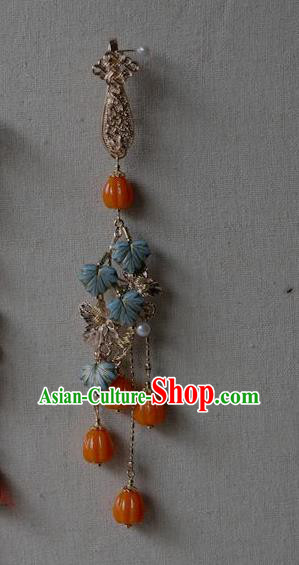 China Traditional Agate Tassel Brooch Jewelry Accessories National Blue Leaf Pendant