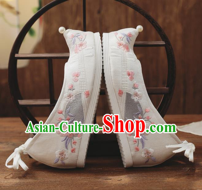 China National White Cloth Shoes Traditional Shoes Embroidered Shoes Handmade Hanfu Bow Shoes