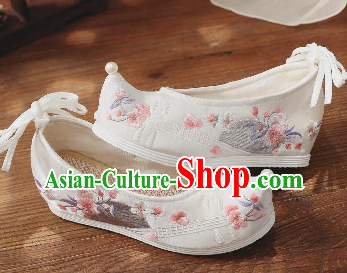 China National White Cloth Shoes Traditional Shoes Embroidered Shoes Handmade Hanfu Bow Shoes