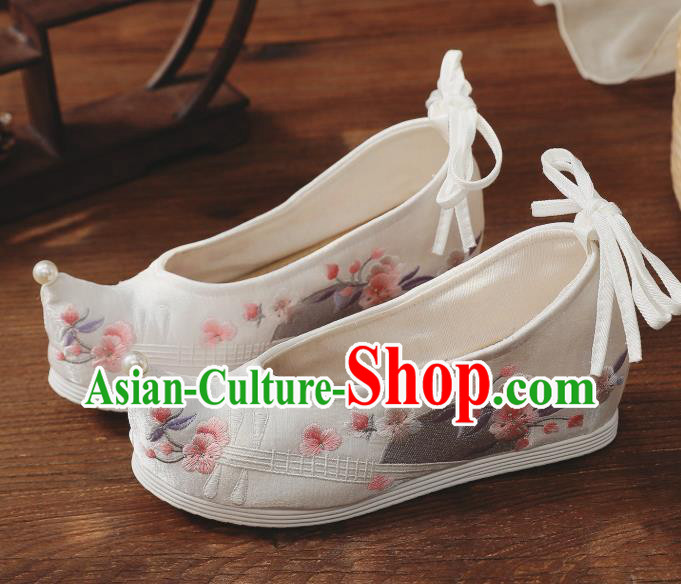 China National White Cloth Shoes Traditional Shoes Embroidered Shoes Handmade Hanfu Bow Shoes