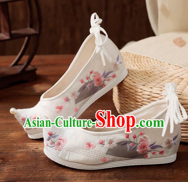 China National White Cloth Shoes Traditional Shoes Embroidered Shoes Handmade Hanfu Bow Shoes