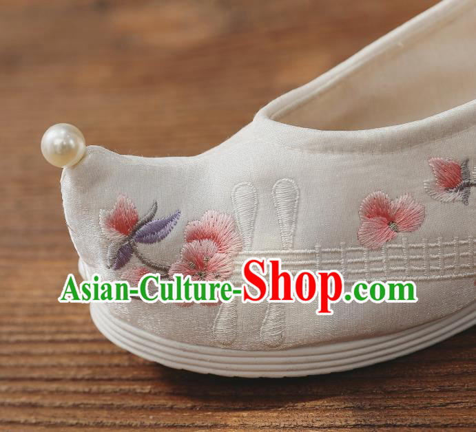 China National White Cloth Shoes Traditional Shoes Embroidered Shoes Handmade Hanfu Bow Shoes