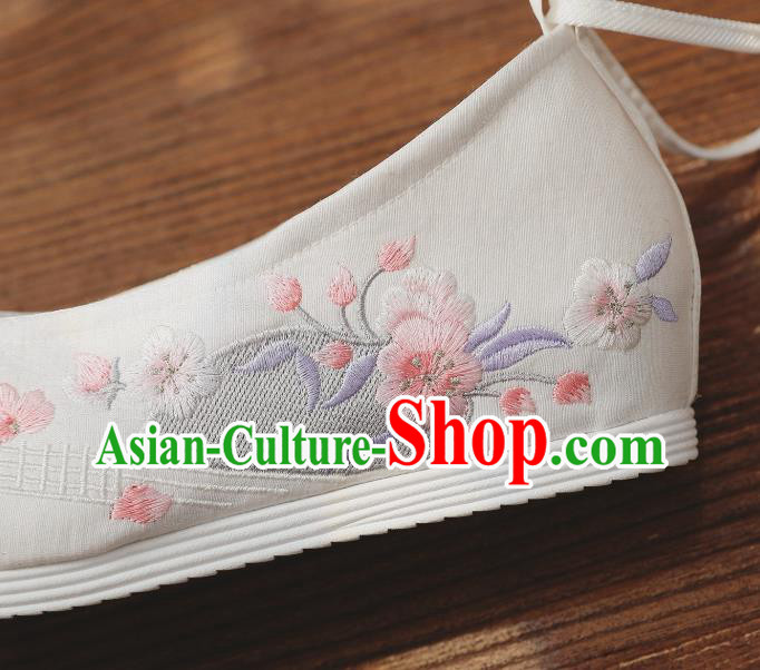 China National White Cloth Shoes Traditional Shoes Embroidered Shoes Handmade Hanfu Bow Shoes