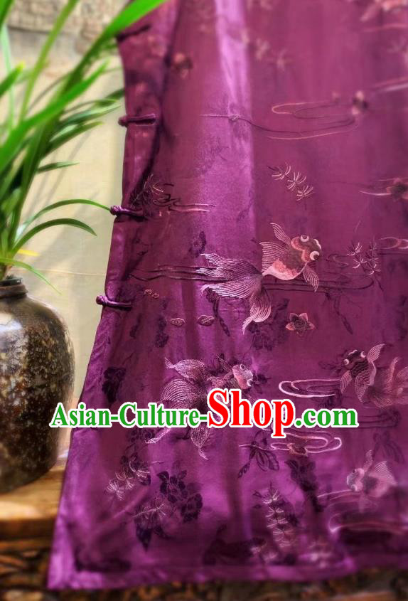 China National Clothing Embroidered Goldfish Vest Tang Suit Purple Silk Waistcoat