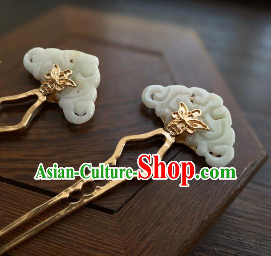 Chinese Handmade Jade Hairpin Traditional Hanfu Accessories Ancient Princess Hair Stick