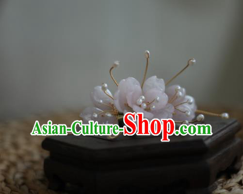 Chinese Handmade Hairpin Traditional Hanfu Hair Accessories Ancient Princess Peach Blossom Hair Stick