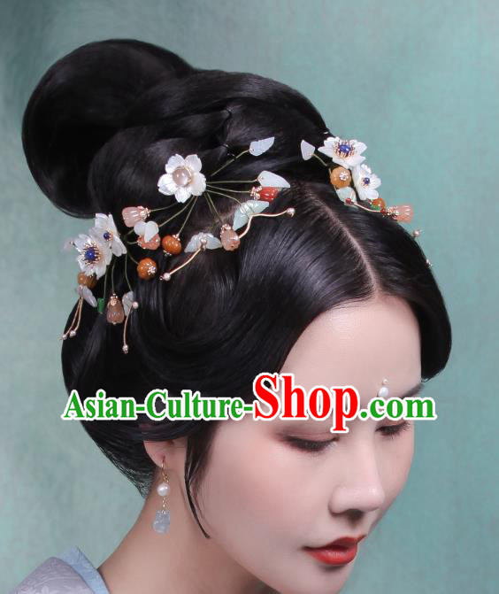 Chinese Handmade Pearls Hairpin Traditional Hanfu Hair Accessories Ancient Princess Jade Butterfly Hair Stick