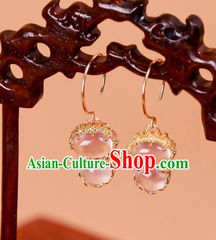China Traditional Ming Dynasty Princess Earrings Ancient Imperial Consort Ear Jewelry