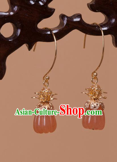 China Traditional Ming Dynasty Golden Earrings Ancient Princess Ceregat Ear Jewelry