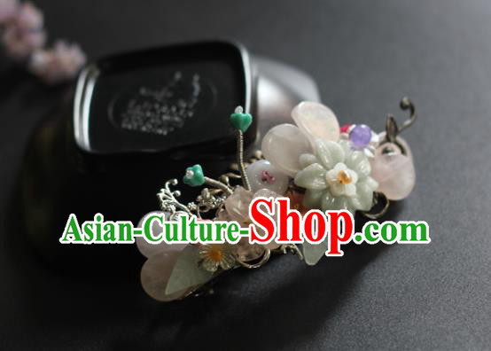 Chinese Handmade Hair Stick Traditional Ming Dynasty Princess Crystal Flowers Hair Claw
