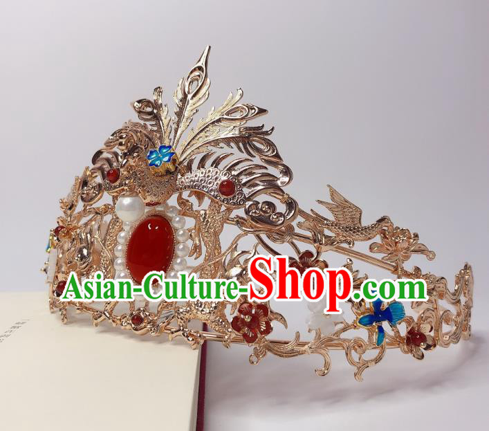 Chinese Handmade Wedding Hairpin Traditional Song Dynasty Princess Golden Hair Crown