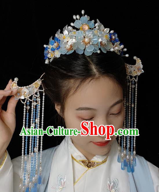 Chinese Handmade Wedding Hair Crown Traditional Song Dynasty Princess Hairpins Hair Accessories