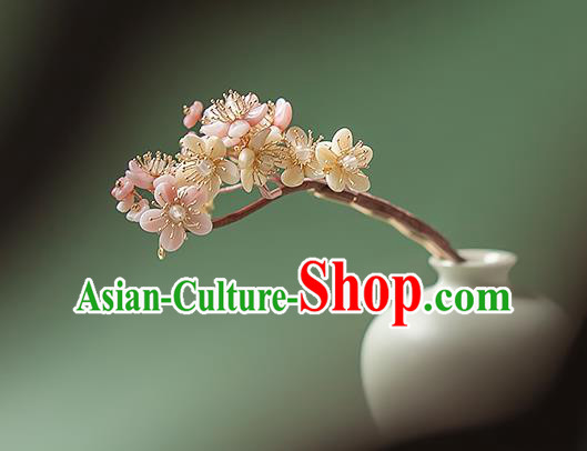 Chinese Handmade Flowers Hair Stick Traditional Ming Dynasty Hanfu Sakura Hairpin