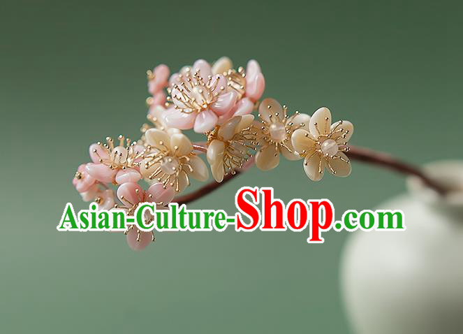 Chinese Handmade Flowers Hair Stick Traditional Ming Dynasty Hanfu Sakura Hairpin