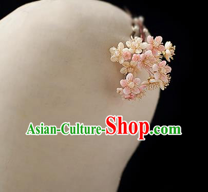 Chinese Handmade Flowers Hair Stick Traditional Ming Dynasty Hanfu Sakura Hairpin