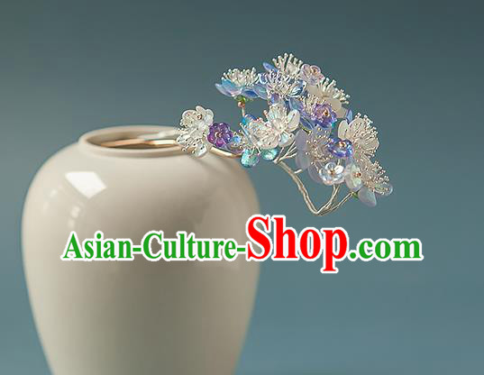 Chinese Handmade Lilac Flowers Hair Stick Traditional Ming Dynasty Hanfu Pear Blossom Hairpin