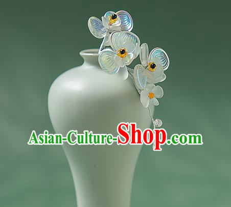 Chinese Handmade Crystal Hair Stick Traditional Ming Dynasty Hanfu Phalaenopsis Hairpin